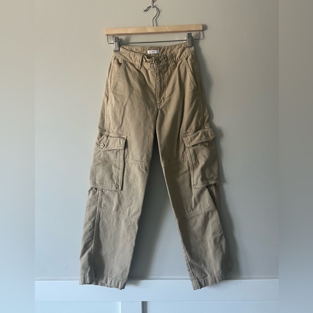 Tna Khaki Cargo Pants Size 00 Utility Straight Leg Pockets Workwear Y2K